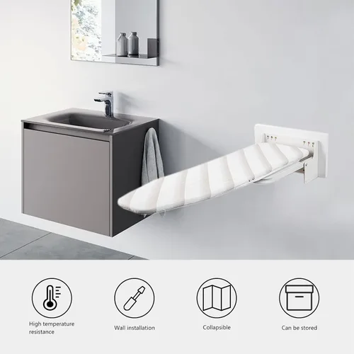 Vista 2 de Tabla de planchar montada en la pared, resistente, 38 x 12 pulgadas, ahorra espacio para el hogar y espacios pequeños