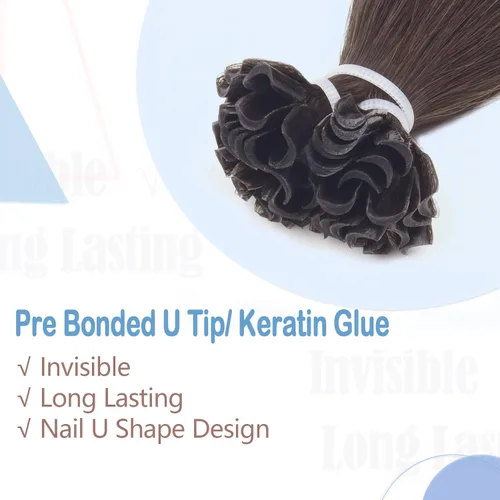 Vista 3 de Neitsi Extensiones de cabello humano con punta en U, 12 pulgadas, extensiones de cabello humano real natural con punta de queratina, extensiones