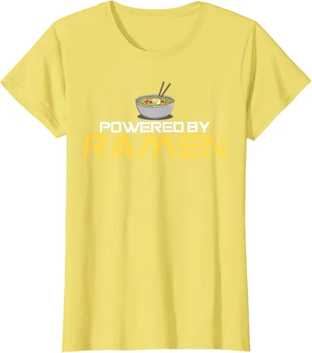 Vista 70 de Camiseta de fideos de anime japoneses Powered By Ramen, Negro, S