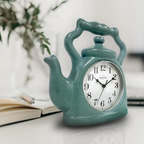 Vista 5 de Presentime & Co. Reloj de té de 11" de Presentime, silencioso sin tictac, estilo moderno de granja, reloj de pared y repisa 2 en 1, para escritorio