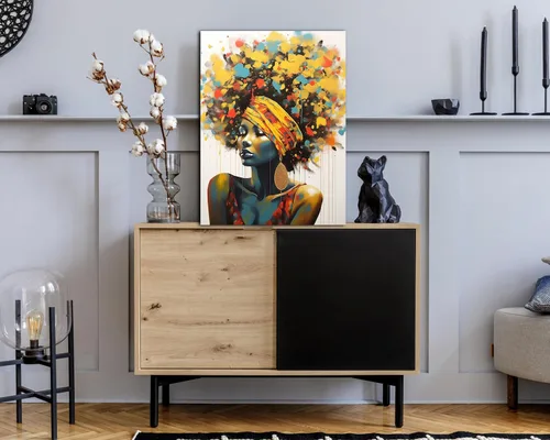 Vista 279 de Arte de pared afroamericano, decoración de rey y reina bailarín negro para sala de estar, arte de pareja de amor negro para dormitorio, lienzo