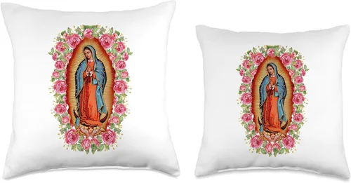 Vista 3 de Virgen María Linda Y Querida Co Nuestra Señora Virgen De Guadalupe Almohada Virgen María, 15.7 x 15.7 in, multicolor