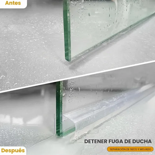 Vista 3 de Tira de sellado inferior de puerta de vidrio para ducha de baño, 2 tiras de sellado de PVC transparente de 36 pulgadas de largo para panel de puerta