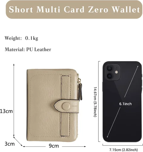 Vista 3 de Monedero para mujer, cartera de piel sintética, monedero para cambio, monedero, Albaricoque