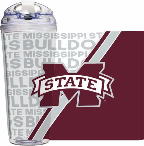 Vista 44 de Rico Industries Taza acrílica NCAA estándar de 24 onzas con tapa con bisagra, taza de doble pared oficialmente licenciada con pajita