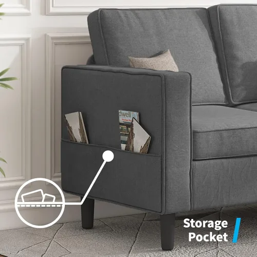 Vista 5 de Mjkone - Sofá seccional convertible, sofá en forma de L con otomana de almacenamiento, sofás para sala de estar, muebles de sala de estar, adecuado