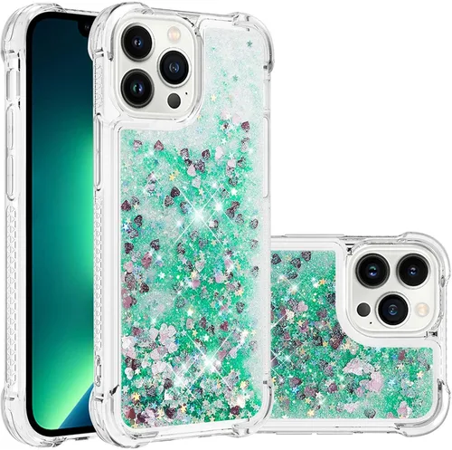 Vista 8 de LEMAXELERS Funda para iPhone 15 de 6.1 pulgadas, Bling Glitter Liquid Clear Case Flotante Arenas movedizas a prueba de golpes Funda protectora