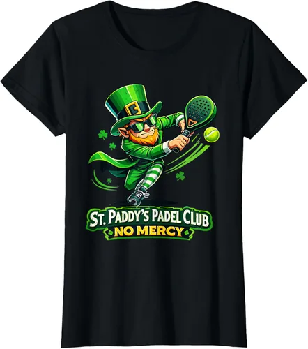 Vista 24 de St Patricks Day St Paddys Padel Club No Mercy Paddle Tennis T-Shirt