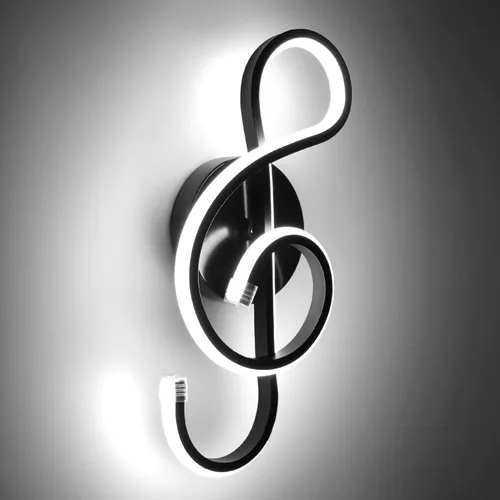 Vista 11 de XEYOU Lámpara de pared moderna de 22 W, lámpara de pared LED creativa para interiores, símbolo musical, decoración artística, lámpara de pared