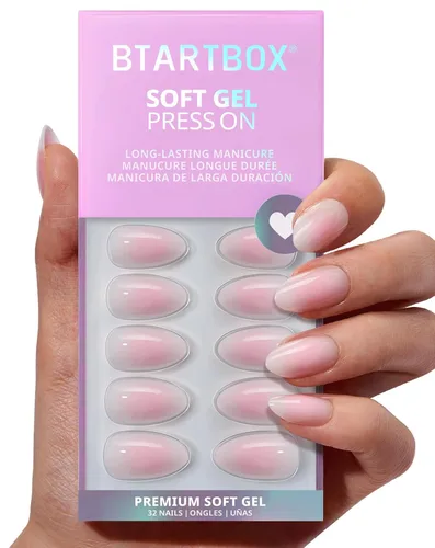 Vista 9 de BTArtbox - Uñas a presión, color crema de vainilla, cuadrado corto, melocotón degradado, 32 unidades 2+ Weeks Wear, Salon-Quality Natural Nails