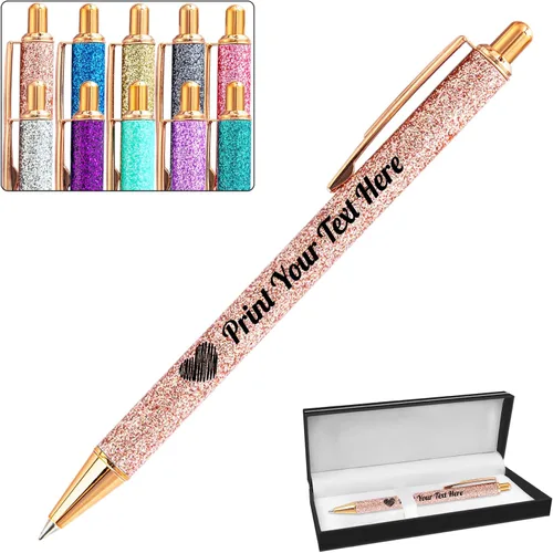 Vista 55 de Hasta 100 bolígrafos personalizados a granel con nombre, bolígrafo con purpurina personalizable, logotipo de negocios, mensaje de texto, regalo