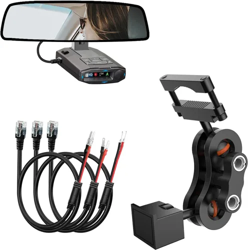 Vista 8 de SDSACZMU Soporte para Detector de Radar, Soporte de Montaje de Radar de Varilla de Espejo Retrovisor + Kit de Cable de Alimentación de Cableado