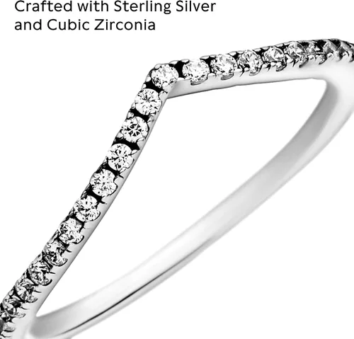 Vista 3 de PANDORA Anillo brillante de circonita cúbica Wishbone