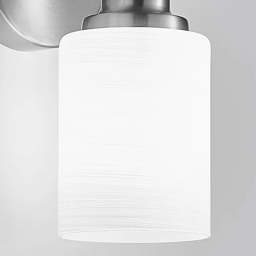 Vista 6 de Paquete de 2 luces de tocador de 1 luz, lámpara de baño de níquel cepillado con pantalla de vidrio blanco lechoso texturizado, accesorio