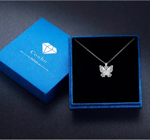 Vista 7 de Butterfly Necklace S925 Sterling Silver Butterfly Pendant Necklace Sparkly Cubic Zirconia Butterfly Necklace Butterfly Jewelry Gift for Women Girl