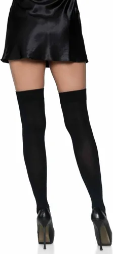 Vista 2 de Leg Avenue medias hasta la cadera con acento de lazo de satén para mujer Negro
