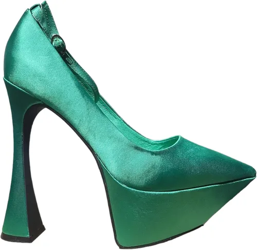 Vista 2 de Jeffrey Campbell Tacones Siouxsie satén verde
