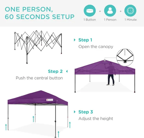 Vista 2 de Best Choice Products Carpa Toldo Desplegable de 10x10 pies para Instalación de 1 Persona, Refugio Portátil Instantáneo con Botón de 1 Toque