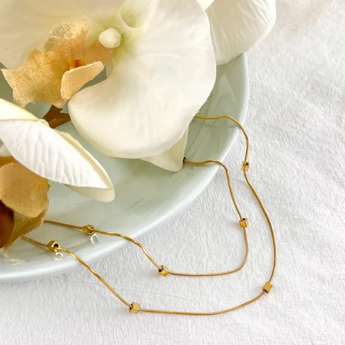 Vista 6 de Collar minimalista con cadena irregular Y2k para uso diario, versátil, joyería de moda para mujer, plata Dorado-1