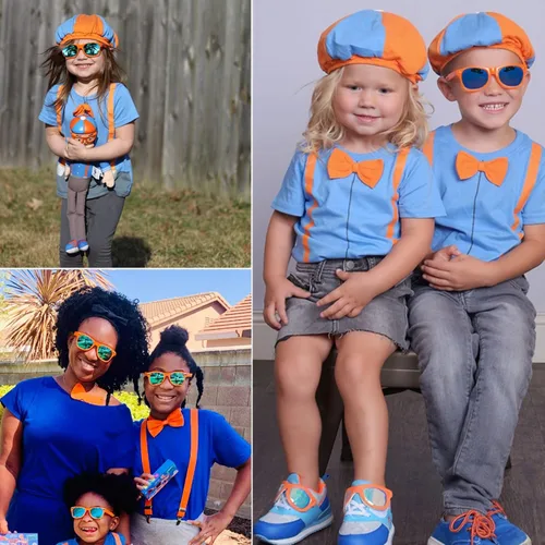 Vista 6 de Fsmiling Paquete de 8 gafas de neón para niños, sin lente, gafas de disfraz coloridas para niños y niñas, regalos de fiesta de cumpleaños