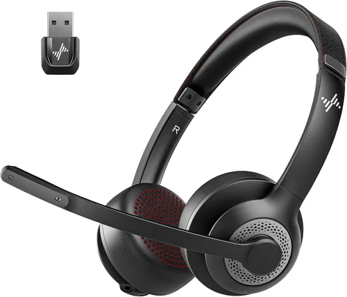 Vista 8 de JIAMQISHI Auriculares Inalámbricos con Cancelación de Ruido AI y Micrófono Bluetooth - Auriculares Bluetooth V5.2 con Dongle USB y Micrófono