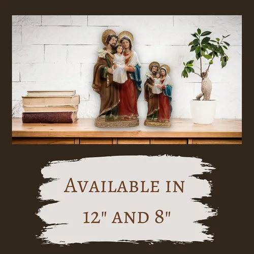 Vista 4 de Estatua de interior de la Sagrada Familia Cuenta con María y José sosteniendo al niño Jesús Decoración cristiana clásica para el hogar Gran