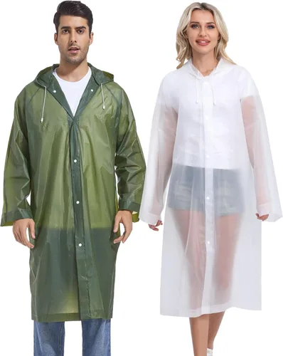 Vista 59 de 2 abrigos de lluvia de Borogo para adultos, chaquetas de lluvia reutilizables para hombres y mujeres