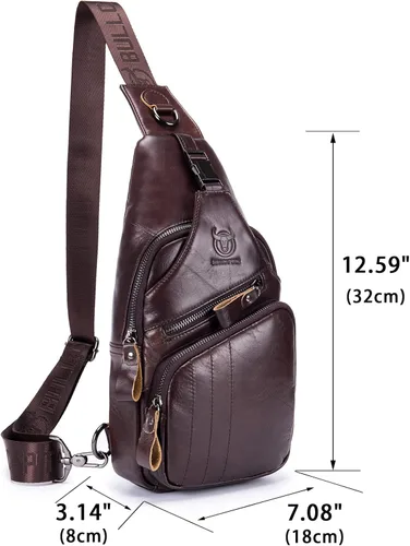 Vista 117 de LUKZIJAES Bolso bandolera de cuero genuino para hombre