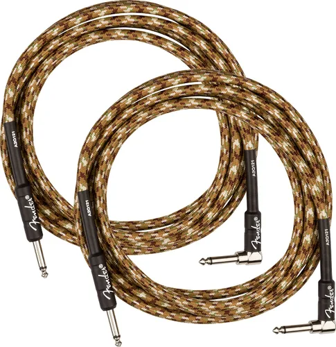 Vista 27 de Fender Cable de instrumentos de lujo de 10 pies, ángulo recto, tweed negro, paquete de 2