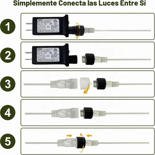Vista 7 de [Paquete de 2] Luces de Navidad para Exteriores, 210 Pies 600 LED Luces de Cadena Conectables Impermeables, Luces Centelleantes con 8 Modos, Luces