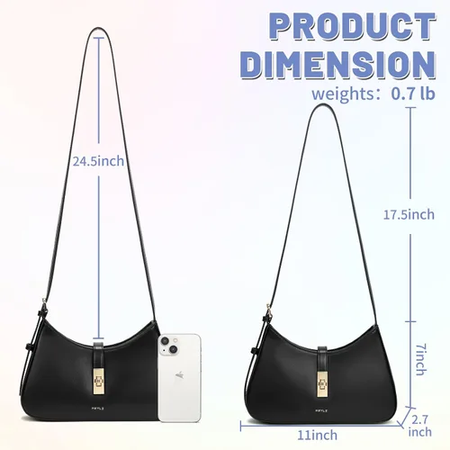 Vista 4 de Keyli - Bolso de hombro de moda para mujer, de cuero vegano, con correa ajustable, bolsos estilo hobo, con asa larga