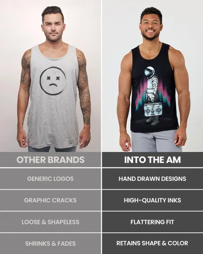 Vista 5 de INTO THE AM Camisetas sin mangas gráficas para hombre, camisetas sin mangas con ilustraciones geniales para verano, playa, ejercicio, fitness