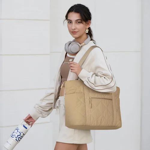 Vista 2 de befen Bolsa de mano para computadora portátil para mujer, bolsa de viaje para enfermera, bolsas acolchadas acolchadas, bolsa de playa ligera e