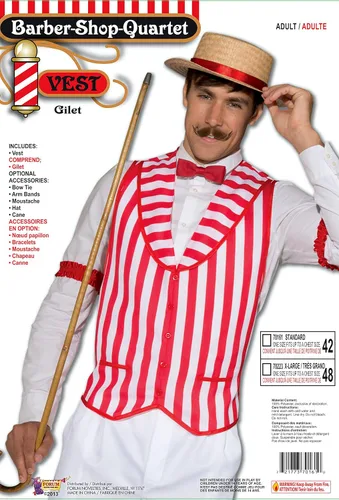 Vista 2 de Forum Novelties - Chaleco cuarteto para peluquería, rojo y blanco, talla XL, Como se muestra