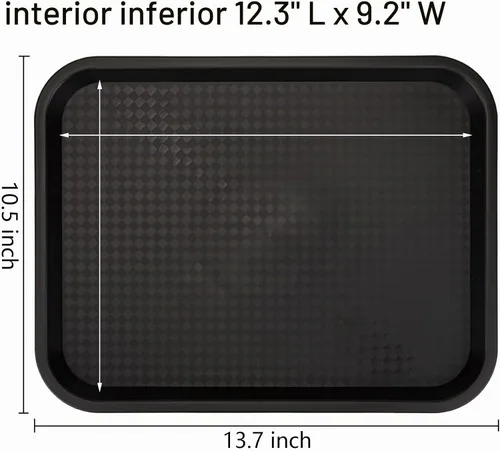 Vista 2 de Yarlung Paquete de 12 bandejas de comida rápida, 13.7 x 10.5 pulgadas, bandeja de plástico para servir restaurante, bandejas de cafetería para mesa