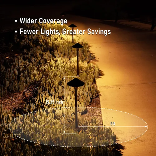 Vista 5 de LEONLITE Update 5CCT Luces de Sendero de Bajo Voltaje, Luces LED para Sendero de Paisajismo, 1800/2700/3000/4000/5000K, Cabezal de Cono Plano