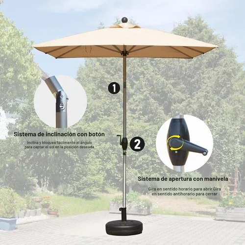 Vista 6 de Domi - Sombrilla rectangular de 6 x 4 pies para patio, sombrilla de mesa para exteriores con 8 varillas resistentes e inclinación, sombrilla de Beige
