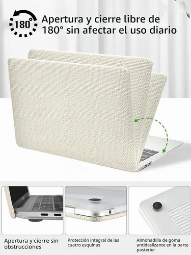 Vista 5 de Seorsok Funda compatible con MacBook Air de 13.6 pulgadas M5 M4 M3 M2 2026 2025-2022 Release A3449 A3240 A2681 A3113, elegante funda rígida de Beige