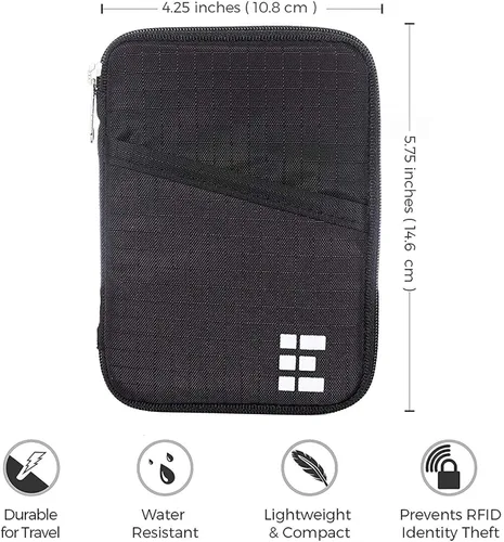Vista 5 de Zero Grid Cartera de pasaporte portadocumento de viaje con bloqueo RFID