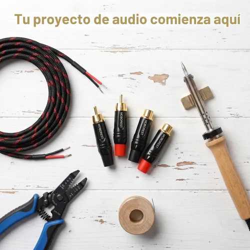 Vista 8 de MOBOREST Adaptador de cable RCA a altavoz, adaptador macho a hembra, audio fono chapado en oro, enchufe de altavoz de soldadura, adaptador de RCA