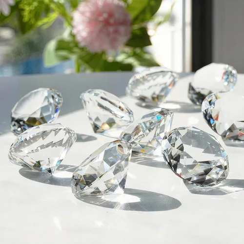 Vista 2 de Paquete de 6 diamantes de cristal transparente de 1.969 in, diamante