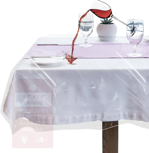 Vista 20 de LAMINET Protector de Mantel de Plástico Transparente – Cubierta de Mesa de Vinilo Resistente de Lujo – 54" Cuadrado – Cristalino, Fácil de Limpiar.