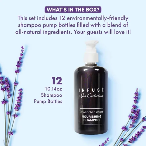 Vista 4 de Terra Pure Infuse Lavender Mint Shampoo Colección Spa Servicios del hotel en botella con bomba 10.14 oz / 10.1 fl oz (caja de 12)