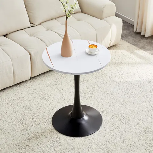 Vista 18 de Mesa de comedor redonda de nogal para espacios pequeños, mesa de tulipanes de 32 pulgadas con base de pedestal de metal, mesa de bistró para 2/3/4