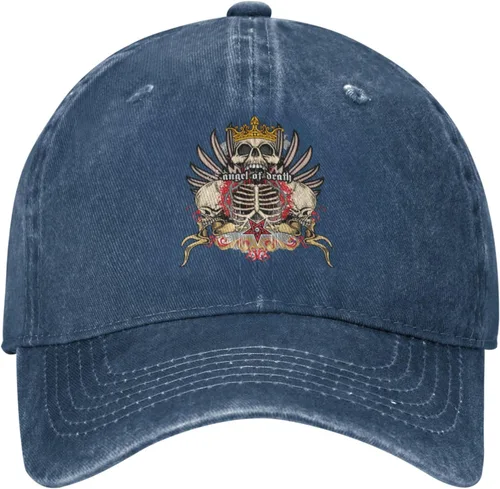 Vista 2 de Cowboy Hat Trendy Hats for Man and Women Djustable Four Season Outdoor Baseball Cap of Hell Skull with Angel Navy Blue