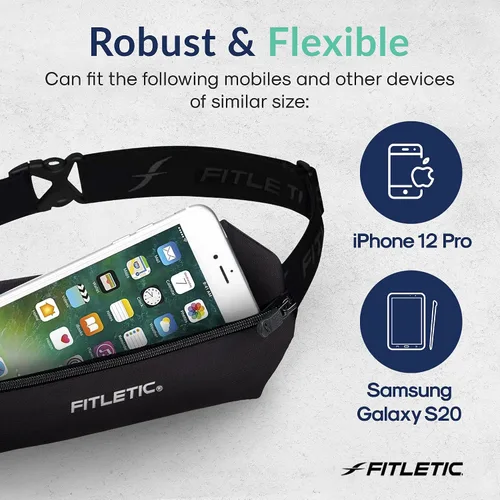 Vista 8 de Fitletic Riñonera Active Lifestyle y mini cinturón deportivo para correr para hombres y mujeres, ligero, de perfil bajo, bolsa de licra expandible