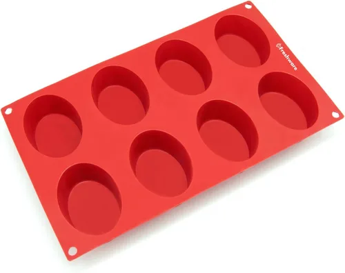 Vista 2 de Freshware Molde de silicona ovalada de 8 cavidades para jabón, pasteles, pan, cupcakes, pastel de queso, pan de maíz, muffin, brownie y más