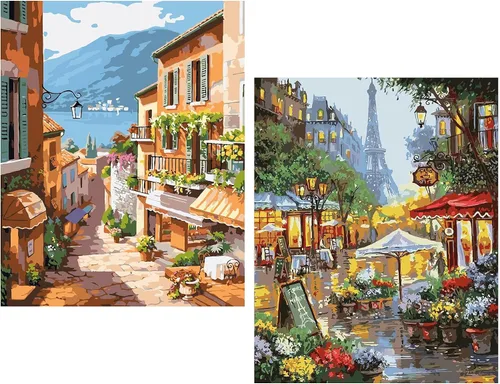 Vista 9 de QUITEDEW Pintura por números para adultos principiantes, pintura de paisajes por números, kits de pintura de jardín por números, adecuados