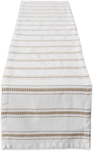 Vista 7 de DII Zig Dobby - Colección de mesa, fondo de algodón blanco con rayas adornadas, camino de mesa, 14 x 72 pulgadas, color rojo granero