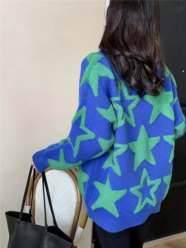 Vista 6 de CYee Y2K - Suéter holgado para niñas del centro de la ciudad, ropa de estrella gótica emo, ropa de hada, Grunge Alt, suéter vintage coqueta